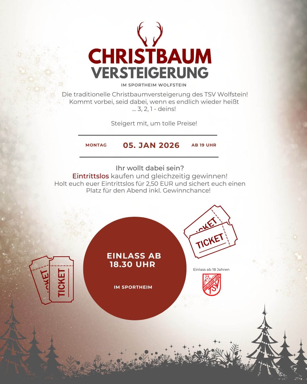 Einladung zur Christbaumversteigerung am 05. Januar 2026
